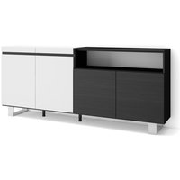 Sideboard, Highboard Kommode, Komodenschrank 200x87x35cm 4 Türen Industriedesign Moderner Stil Weiß und Schwarz - Weiß und Schwarz - Skraut Home von SKRAUT HOME