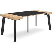Ausziehbarertisch, Multifunktionaler ausziehbarer, 180, Für 8 Gäste, Hölzerne Beine, Moderner Stil, Eiche Schwarz - Skraut Home Ausziehbarertisch, Multifunktionaler ausziehbarer, 180, Für 8 Gäste, Hölzerne Beine, Moderner Stil, Eiche Schwarz - Skraut Home von SKRAUT HOME