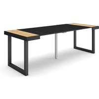 Skraut Home - Ausziehbarertisch, Multifunktionaler ausziehbarer, 220, Für 10 Gäste, Massivholz Beine, Moderner Stil, Eiche Schwarz Skraut Home - Ausziehbarertisch, Multifunktionaler ausziehbarer, 220, Für 10 Gäste, Massivholz Beine, Moderner Stil, Eiche Schwarz von SKRAUT HOME