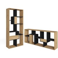 Skraut Home - Bücherregal Bibliothek, Bookshelf, Bookcase, 67x31x162cm, Aufbewahrungsregal, Moderner Stil, Eiche Schwarz von SKRAUT HOME