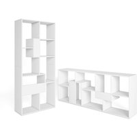 Skraut Home - Bücherregal Bibliothek, Bookshelf, Bookcase, 67x31x162cm, Aufbewahrungsregal, Moderner Stil, Weiß und Eiche von SKRAUT HOME