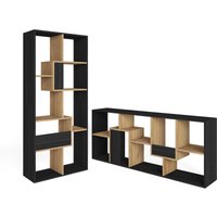 Skraut Home - Bücherregal Bibliothek, Bookshelf, Bookcase, 67x31x174cm, Industriedesign, Moderner Stil, Schwarz und Dunkler Eiche von SKRAUT HOME