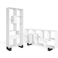 Skraut Home - Bücherregal Bibliothek, Bookshelf, Bookcase, 67x31x174cm, Industriedesign, Moderner Stil, Weiß und Eiche von SKRAUT HOME