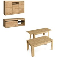 Skraut Home - Set Naturale Esszimmer, Esszimmermöbel, Sideboard-Möbel tv 120cm - Ausziehtisch Eiche/schwarz Skraut Home - Set Naturale Esszimmer, Esszimmermöbel, Sideboard-Möbel tv 120cm - Ausziehtisch Eiche/schwarz von SKRAUT HOME