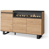 Skraut Home - Sideboard, Highboard, Kommode, Komodenschrank, 150x87x35cm, 3 Türen, Elektrokamin. Maße, Industriedesign, Moderner Stil, Eiche Schwarz Skraut Home - Sideboard, Highboard, Kommode, Komodenschrank, 150x87x35cm, 3 Türen, Elektrokamin. Maße, Industriedesign, Moderner Stil, Eiche Schwarz von SKRAUT HOME