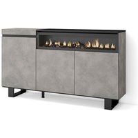 Skraut Home - Sideboard, Highboard, Kommode, Komodenschrank, 150x87x35cm, 3 Türen, Elektrokamin. Maße, Industriedesign, Moderner Stil, Zementgrau Skraut Home - Sideboard, Highboard, Kommode, Komodenschrank, 150x87x35cm, 3 Türen, Elektrokamin. Maße, Industriedesign, Moderner Stil, Zementgrau von SKRAUT HOME