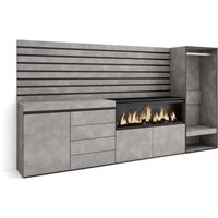 Skraut Home - Sideboard, Kommode, Aufbewahrungsschrank, 274x145x35 cm, Für Schlafzimmer, Zimmer, Elektrokamin XXL, Kommode mit Schubladen, Offener von SKRAUT HOME