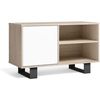 Skraut Home - TV-Möbel 100 mit linker Tür, Wohn-/Esszimmer, Modell WIND, Farbe Struktur Eiche, Farbe Tür Weiß, Maße 95x40x57cm Höhe. - BRAUN von SKRAUT HOME