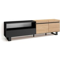 Skraut Home - TV-Schrank, Lowboard, für Wohnzimmer und Esszimmer, 200x57x35cm, Für TV-Geräte bis zu 80', Industriedesign, Moderner Stil, Eiche Schwarz Skraut Home - TV-Schrank, Lowboard, für Wohnzimmer und Esszimmer, 200x57x35cm, Für TV-Geräte bis zu 80', Industriedesign, Moderner Stil, Eiche Schwarz von SKRAUT HOME