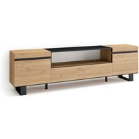 Skraut Home - TV-Schrank, Lowboard, für Wohnzimmer und Esszimmer, 200x57x35cm, Für TV-Geräte bis zu 80', Industriedesign, Moderner Stil, Eiche Schwarz von SKRAUT HOME
