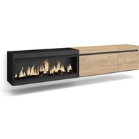 Skraut Home - TV-Schrank, Lowboard, für Wohnzimmer und Esszimmer, 237x45x35 cm, Für großformatiges tv, Elektrokamin xxl, Hängend, Moderner Stil, von SKRAUT HOME