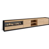 Skraut Home - TV-Schrank, Lowboard, für Wohnzimmer und Esszimmer, 310x50x37 cm, Für TV-Geräte bis zu 80", Elektrokamin., Moderner Stil, Eiche Schwarz Skraut Home - TV-Schrank, Lowboard, für Wohnzimmer und Esszimmer, 310x50x37 cm, Für TV-Geräte bis zu 80", Elektrokamin., Moderner Stil, Eiche Schwarz von SKRAUT HOME