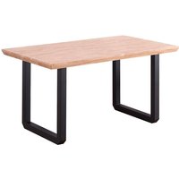 Tisch roma. Platte aus Eichenholz, abgeschrägte Oberfläche. Beine aus schwarzem Metall. 150x90x77cm - multicolor - Skraut Home von SKRAUT HOME