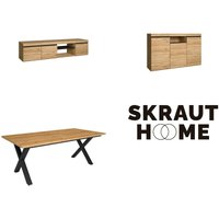 Skraut Home - Wohnzimmermöbel-Set, Tisch 200 X-Beine 10 Personen, Lowboard 160, Sideboard / Buffetschrank 140, Eiche und Schwarz, Industrieller Still Skraut Home - Wohnzimmermöbel-Set, Tisch 200 X-Beine 10 Personen, Lowboard 160, Sideboard / Buffetschrank 140, Eiche und Schwarz, Industrieller Still von SKRAUT HOME