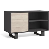 TV-Möbel 100 mit linker Tür, Wohnzimmer, Modell wind, Farbe Gestell Anthrazitgrau, Farbe Tür Eiche, Maße 95x40x57cm Höhe. - grau - Skraut Home von SKRAUT HOME