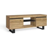 TV-Möbel Mod.Natural Eiche/Schwarz, 2 Türen und 2 Wohnungen, Wohnzimmer, 140 x 40 x 53 cm - braun - Skraut Home von SKRAUT HOME