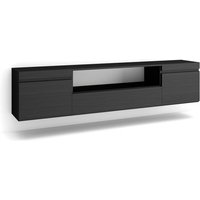 TV-Schrank, Lowboard, für Wohnzimmer und Esszimmer, 200x45x35cm, Für TV-Geräte bis zu 80', Hängend, Moderner Stil, Schwarz - Skraut Home von SKRAUT HOME