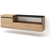 TV-Schrank, Lowboard für Wohnzimmer und Esszimmer 150x45x35cm Für TV-Geräte bis zu 65 Hängend Moderner Stil Eiche Schwarz - Eiche Schwarz - Skraut von SKRAUT HOME