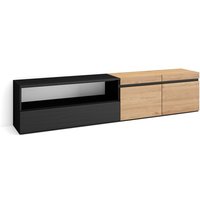 TV-Schrank, Lowboard für Wohnzimmer und Esszimmer 200x45x35cm Für TV-Geräte bis zu 80 Fernsehtisch Moderner Stil Eiche Schwarz - Eiche Schwarz von SKRAUT HOME