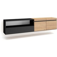 TV-Schrank, Lowboard für Wohnzimmer und Esszimmer 200x45x35cm Für TV-Geräte bis zu 80 Hängend Moderner Stil Eiche Schwarz - Eiche Schwarz - Skraut von SKRAUT HOME