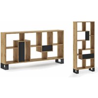 Wohndesign-Bücherregal, Modell loft, Strukturfarbe Dunkle Eiche, Maße: 68,5 x 168 x 25 cm tief - braun - Skraut Home von SKRAUT HOME