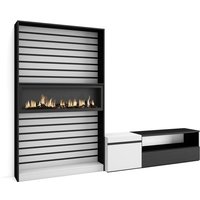 Skraut Home - Wohnwand Wohnzimmer, Wohnzimmermöbel, Möbelset, 260x186x35cm, Für TV-Geräte bis zu 65', Elektrokamin. Maße, Moderner Stil, Weiß und von SKRAUT HOME