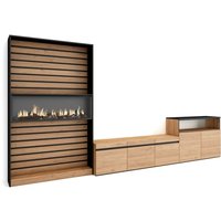 Wohnwand Wohnzimmer, Wohnzimmermöbel, Möbelset, 360x186x35cm, Für TV-Geräte bis zu 65', Elektrokamin, Moderner Stil, Eiche Schwarz - Skraut Home Wohnwand Wohnzimmer, Wohnzimmermöbel, Möbelset, 360x186x35cm, Für TV-Geräte bis zu 65', Elektrokamin, Moderner Stil, Eiche Schwarz - Skraut Home von SKRAUT HOME