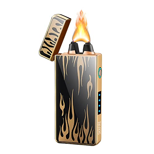 Arc Plasma Feuerzeug Elektrisches Feuerzeug USB Wiederaufladbar Winddicht Flammenloses Feuerzeug mit LED Batterieanzeige (Flamme) von SKRFIRE
