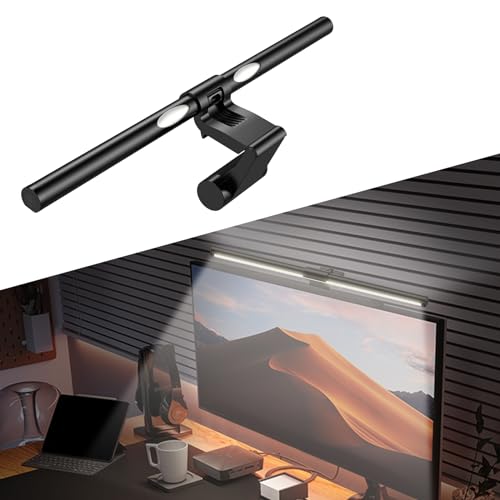 SKRFIRE Computer Monitor Lampe MonitorLight Bar USB LED Monitor Licht Screenbar mit Wireless Touch Controller, Auto Dimmbar, Anti-Blaulicht, Augenschutz, Bildschirm Lichtleiste, Study(Grundlicht) von SKRFIRE