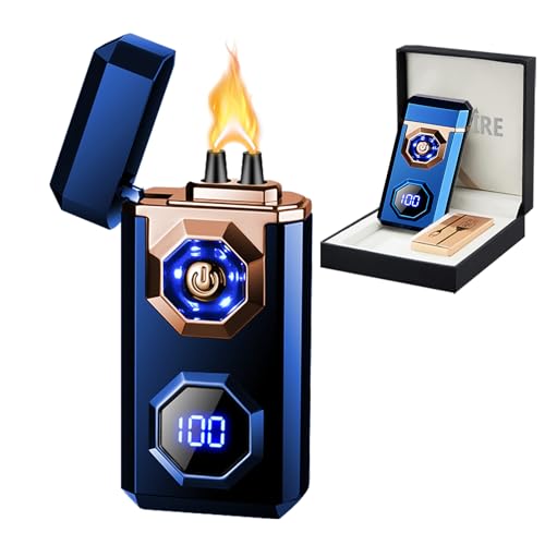 Elektrisches wiederaufladbares USB C Arc Plasma Feuerzeug High Power Flamme Cool Windproof Elektronisches Kerzenfeuerzeug mit LED Taschenlampe für Kerzen, Feuerwerk, Räucherstäbchen (Blau) von SKRFIRE