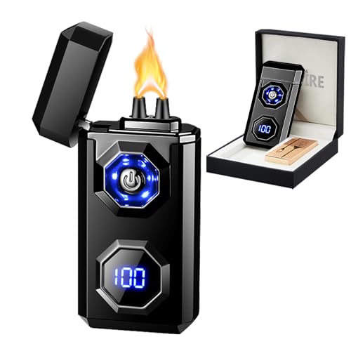 SKRFIRE Elektrisches wiederaufladbares USB C Arc Plasma Feuerzeug High Power Flamme Cool Windproof Elektronisches Kerzenfeuerzeug mit LED Taschenlampe für Kerzen, Feuerwerk, Räucherstäbchen (Schwarz) von SKRFIRE