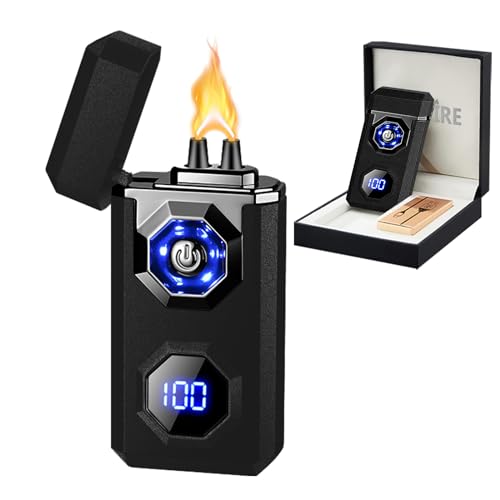 Elektrisches wiederaufladbares USB C Arc Plasma Feuerzeug High Power Flamme Cool Windproof Elektronisches Kerzenfeuerzeug mit LED Taschenlampe für Kerzen,Räucherstäbchen (Schwarz mattiert) von SKRFIRE