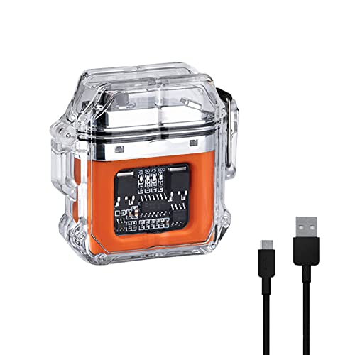 Plasma Transparent Körper Elektrisches Winddicht Wasserdicht Feuerzeug LED Power Anzeige Typ-C Wiederaufladbares Feuerzeugs Optional mit（orange） von SKRFIRE