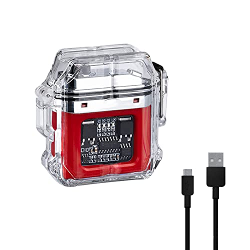 Plasma Transparent Körper Elektrisches Winddicht Wasserdicht Feuerzeug LED Power Anzeige Typ-C Wiederaufladbares Feuerzeugs Optional mit（rot） von SKRFIRE