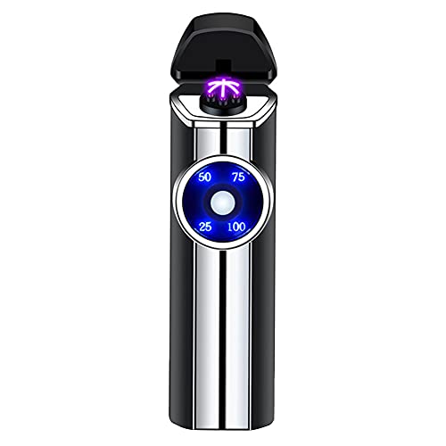 SKRFIRE Elektrisches Feuerzeug Außenfeuerzeug Dreilichtbogenfeuerzeug USB feuerzeuge wiederaufladbar, flammenloses Plasma Feuerzeug mit Batterieanzeige (Schwarz) von SKRFIRE