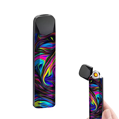SKRFIRE Mini-Feuerzeug, ultradünn, Winddicht, elektrisches Feuerzeug, verbessertes Touch-Schalter, wiederaufladbares USB-Feuerzeug mit LED-Batterieanzeige Regenbogen von SKRFIRE
