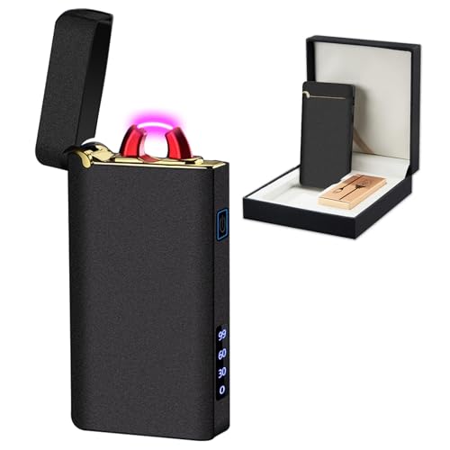 SKRFIRE Winddichtes Elektrisches Feuerzeug Wiederaufladbar - Plasma Arc Design, USB Aufladung, Digitale Batterieanzeige, Unverzichtbar für Survival, Wandern & BBQ(Mattes Schwarz) von SKRFIRE