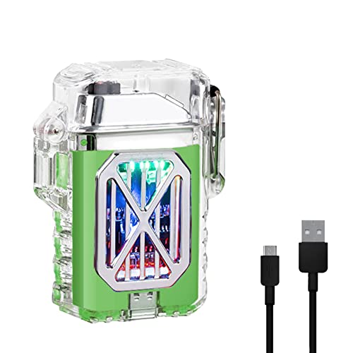 Transparentes Elektrisches Feuerzeug Winddicht Flamme Rechargeable USB Feuerzeugs mit Batterieanzeige (Grün) von SKRFIRE