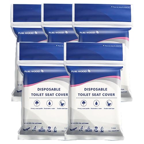 Einweg Toilettenauflagen - 30 Stück, Einzeln Verpackt, verdickten Doppelschicht Spülbare WC-Sitzauflagen, für Öffentliche Toiletten und Reisen, Hygienische Toilettenpapier Pads für Hotels Einweg Toilettenauflagen - 30 Stück, Einzeln Verpackt, verdickten Doppelschicht Spülbare WC-Sitzauflagen, für Öffentliche Toiletten und Reisen, Hygienische Toilettenpapier Pads für Hotels von SKRORS