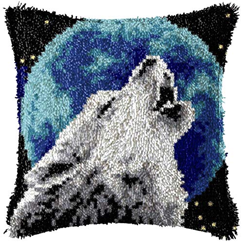 SKTWOE DIY Knüpfkissen Zum Selber Knüpfen 3D Knüpfen Kissen Knüpfset Knüpf-Sets Für Kinder Erwachsene Kreuzstich Set Handgemachte Geschenke Sofakissenbezug Latch Hook Kit 43Cmx43cm,Wolf SKTWOE DIY Knüpfkissen Zum Selber Knüpfen 3D Knüpfen Kissen Knüpfset Knüpf-Sets Für Kinder Erwachsene Kreuzstich Set Handgemachte Geschenke Sofakissenbezug Latch Hook Kit 43Cmx43cm,Wolf von SKTWOE