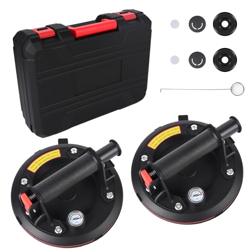 2er Set Saugheber, Robuste Plattenheber für Glas, Fliesen, Laminat & Terrassenplatten | 200kg Tragkraft, Mit Manometer | Ergonomische Saugnäpfe für Fenster, Marmor & Pflastersteine von SKUTZTEK