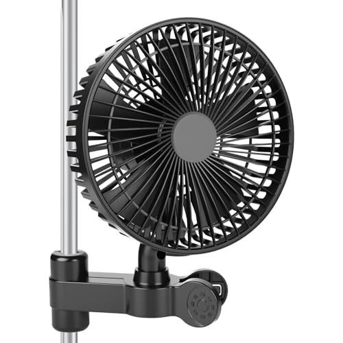 Grow Ventilator mit Clip, 4 Geschwindigkeitsstufen, IP-44 Schutzklasse, EC-Motor, Oszillierender Klemmventilator für Growbox/Zelt, 10W Leistung von SKUTZTEK