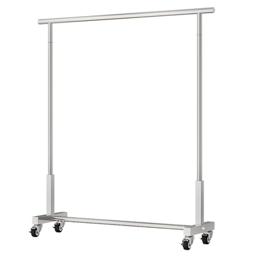 SKVLF Garderobenständer Robuster Kleiderständer Zum Aufhängen Von Kleidung Silberner Edelstahl Kleiderstange Auf Rollen Freistehende Garderobe Für Schlafzimmer Und Boutiquen(Size:100X40X150CM) von SKVLF