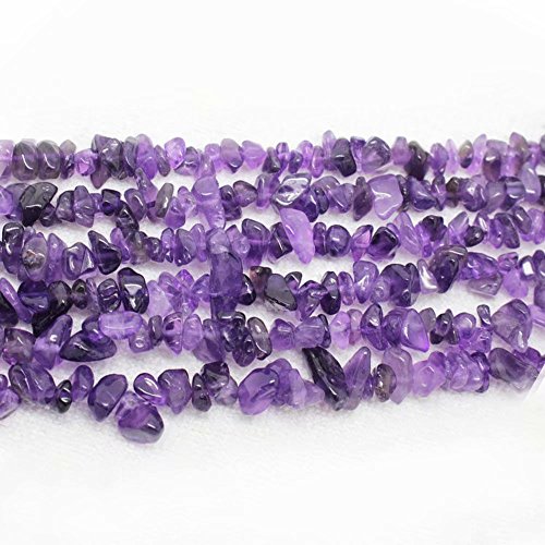 SKYBEADS Amethyst Chips Perlen 3-8mm Natürliche Kristalle und Edelsteine Chips Formen zum Auffädeln Approx 80cm Strang von SKYBEADS