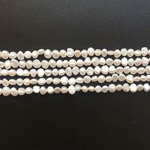 SKYBEADS Natur 5-6mm Weiße Süßwasser Perlenstrang Barocken für Schmuckherstellung 38cm von SKYBEADS