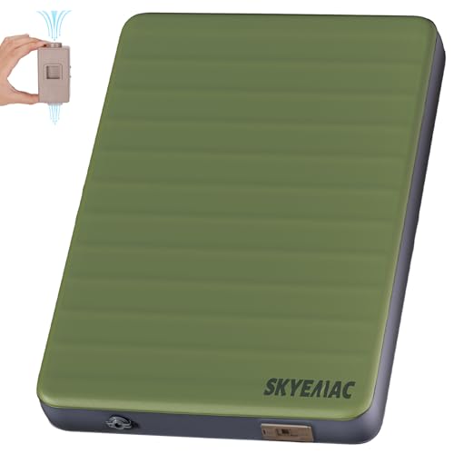 SKYEMAC Selbstaufblasende Schlafmatte aus Memory-Schaum mit integrierter Pumpe, R-Wert 13, volle Größe (L x B x H): 198,1 x 139,7 x 10,2 cm, dicke Campingmatratze für Auto-Camping und Familiengebrauch von SKYEMAC