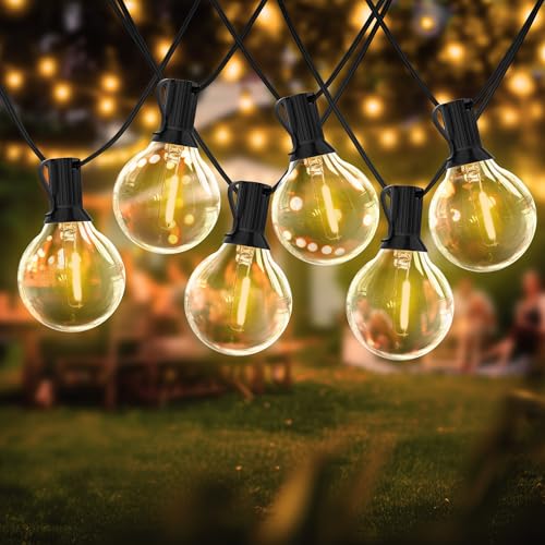 SKYLANTERN® Partylichterkette 40m Außen warmweiß – 50 dimmbare E27 Glühbirnen – IP44 wetterfest – Romantische LED Lichterkette für Garten & Terrasse von SKYLANTERN