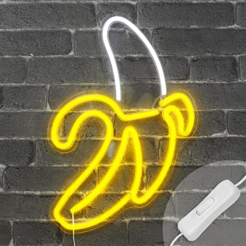 SKYLANTERN Neon Banane 47 cm – Steckdose und Schalter Ein/Aus, inklusive Neon LED für Dekoration Kinderzimmer oder Neon Bar – Neon-Lampe LED Banane über Netzstecker mit Schalter von SKYLANTERN
