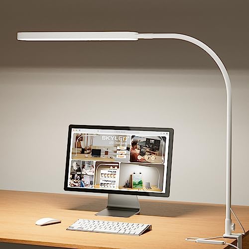 SKYLEO Schreibtischlampe LED Dimmbar - 85cm Desk Lamp - Touch Control - 5 Farbmodi X 11 Helligkeitsstufen - 1300lm(112 Pcs Lampenkugeln) - Timmer & Memory - 12W Bürolampe - Weiß von SKYLEO