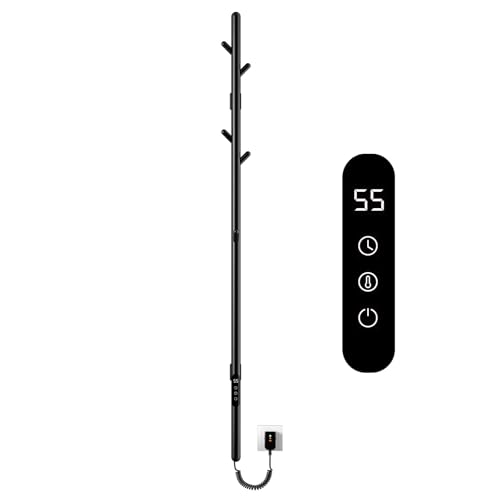Badheizkörper Elektrisch, Elektrischer Handtuchheizkörper mit einer Stange, Towel Warmer, Intelligenter Konstanttemperatur Handtuchhalter Heizkörper, Einstellbare Temperatur Handtuchheizer-Black von SKYLYZH